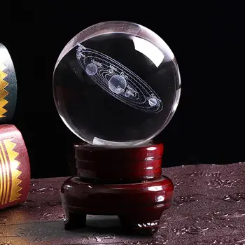 8 cm Premera Miniaturni Model Sončnega Sistema Kristalno Kroglo Lasersko Vgravirana Planet Stekla Obrti, Domači Dekoracijo Ornament Področju Darilo