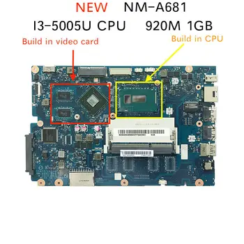 5B20K25385 za Lenovo 100-15IBD CG410/CG510 NM-A681 Zvezek Matično ploščo z SR27G I3-5005U CPU 920M GPU, 1 gb