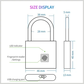 Smart Prstnih Zaklepanje USB Polnilne Prstnih Ključavnico, Hitro Odkleni Cinkove Zlitine Kovin, Samostojno Razvijajo Čip za Vrat Prtljage