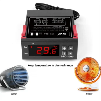 RZ Temperaturni Regulator Digitalni LED Thermoregulator Termostat Za Inkubator Rele, 10A, Ogrevanje, Hlajenje STC-1000 12V 24V 220V