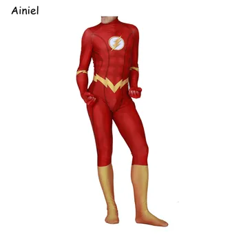 Odrasli Otroci Flash Cosplay Kostume Superheroj Barry Allen Zentai Obleka, Obleka Jumpsuits Halloween Kostumi za Moške Odrasle