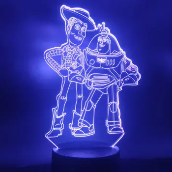 Disney Igrača Zgodba 4 Slika igrače Woody Buzz Lightyear 3D Iluzije LED Lučka Pisane Dotik Nočna Desk Anime Model Igrače