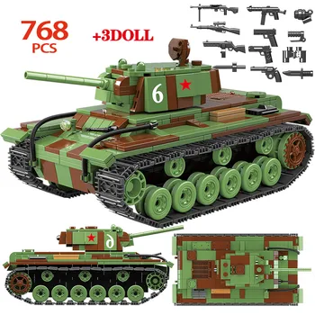 768 KOS Vojaške Sovjetski Rusiji KV 1 Težki Tank gradniki Tank Mesto WW2 Vojak Policija Orožje Opeke Igrače za Otroke