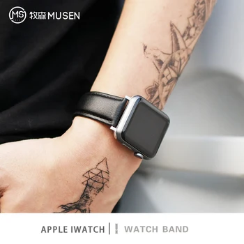 Rjavo Usnje Pasu Za Apple Watch 4 3 2 1 Pašček 38 mm 40 mm Poslovanje, Moški Gledajo Zanke za iWatch Serije 6 SE 5 44 42mm Zapestnica