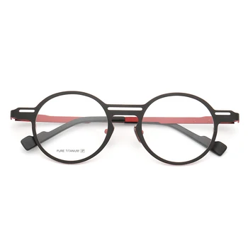 Ženske Krog Premium Čistega Titana očal okvir za moške Retro očala okvirji Moda DoubleBridge Visoke kakovosti eyeglass okvir