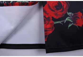 Moda Cvet Rdeče Vrtnice natisni ženske svinčnik krila lady midi saias ženski faldas dekleta black dna S-4XL krilo debelo