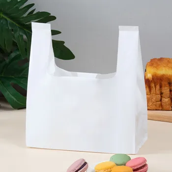 50pcs Peko Toast Kruh Torto Pakiranje Bela Enkratno uporabo Plastičnih Takeaway Hrane Prenosni Pakiranje Torbe