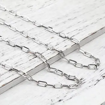 DoreenBeads Moda Sponke za papir Verige Link Kabel Verige Ugotovitve Srebrne Barve Ovalne Stil Nakit DIY Ročno izdelana Ogrlica Čare, 2 M