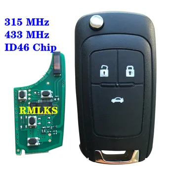 3 Gumbi, Avto Nadzor Alarm Daljinski Ključ Obleko za Chevrolet Malibu Cruze Aveo Iskra Jadro 315/433 MHz Zložljiva Daljinsko Fob ID46 Čip
