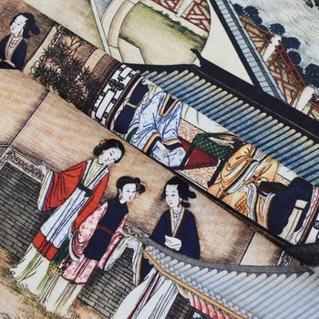 120*145 cm/kos Qingming Shanghe Tu digitalno slikarstvo žakarske tkanine za poletje obleko telas por metrih tissu au meter vestido