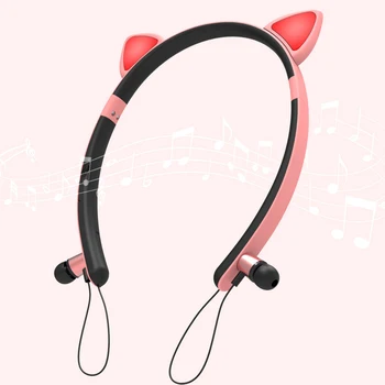 Luštna Mačka Ušesa Magnetni Brezžične Slušalke Svetlobna Bluetooth 5.0 Slušalke Brezžične Slušalke za V uho Brezžične Stereo Slušalke