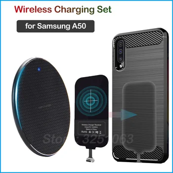 Qi Brezžično Polnjenje Naprave za Samsung Galaxy A50 Brezžični Polnilnik & USB Tip C Adapter za Polnjenje Sprejemnika Darilo Telefon Primeru A50