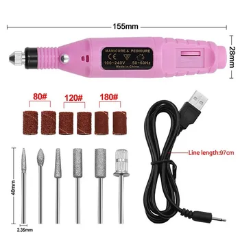 USB 100V-240V Mini Električni Gravirni Pero DIY Komplet električno Orodje, Pribor za Manikuro Komplet za Nohte, je, da odstranite odmrlo kožo