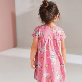 Nov Baby Dekleta Oblačenja Risanka Samorog Kratek Rokav Bombaž Obleko Otroci Oblačila Dekleta Princesa Obleko Dekleta Obleko za Stranko