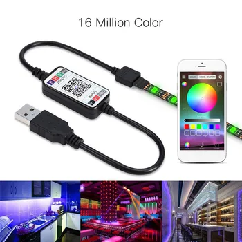 1set APLIKACIJO Bluetooth RGB LED Trak Svetlobe 1m 2m 3m 5m SMD 5050 DC 5V USB Kabel Moč Prilagodljive Luči Lučka TV Ozadja Ledstrip