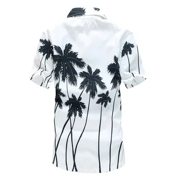 DOUDOULU 2019, za Moške Mode Natisnjeni Bluzo Priložnostne Kratek Rokav Slim Plaži Majice, Vrhovi moške blagovne znamke obleko srajco #SS