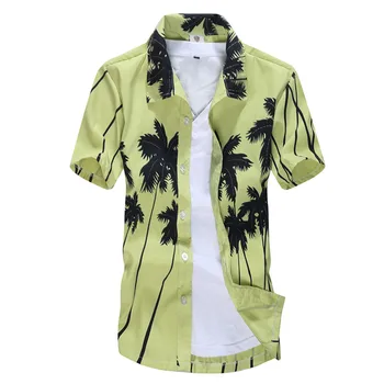 DOUDOULU 2019, za Moške Mode Natisnjeni Bluzo Priložnostne Kratek Rokav Slim Plaži Majice, Vrhovi moške blagovne znamke obleko srajco #SS