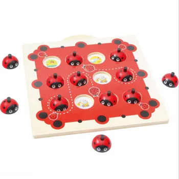 Uganke za otroke, dojenčke montessori možganov dražljivke lesene igrače puzzle pomnilnika ladybugs zgodnje izobraževanje učenje baby namizne igre