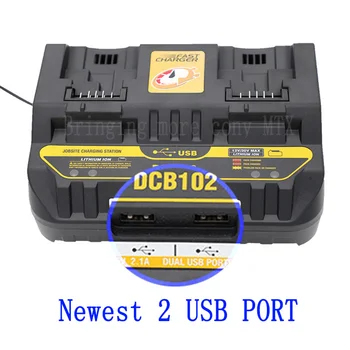 Hitro polnjenje DCB102 Li-ionska Baterija polnilec Za DeWalt 12 V 14.4 V 18V 20V DCB105 DCB200 dvojno polnjenje postion z USB Vrata nova