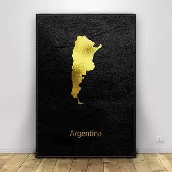 Zlati Zemljevid Umetnosti Argentina Platno Stensko Slikarstvo Umetniških Slik, Fotografij Doma Dekor Steni Plakat Dekoracijo Za Dnevno Sobo