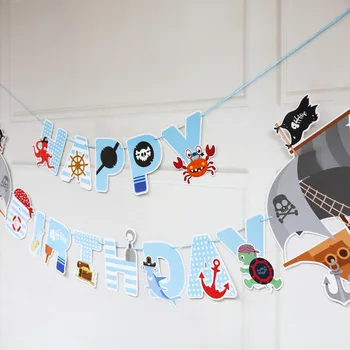 Piratske Stranke Temo Banner Kapitan Jack Party Supplies Rojstni Baby Tuš Okraski Happy Birthday Pismo Zastavo