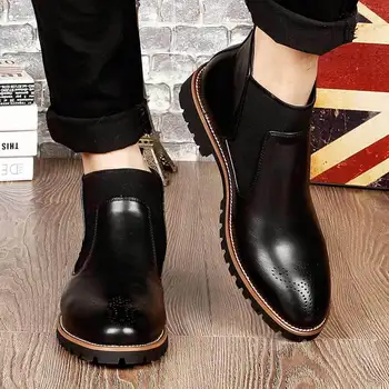 XEK 2019 Moda Priložnostne Oxford Slog Moških Chelsea Škornji Spomladanski Jesenski Zimski Modni Škornji Mens Formalno Obleko Čevlje YYJ36