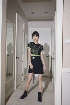 CHEERART Črno Poletje Ovijte Vrvico Krilo Ženske 2020 Visoko Pasu Line Mini Krilo Miniskirt korejski Modnih Oblačil