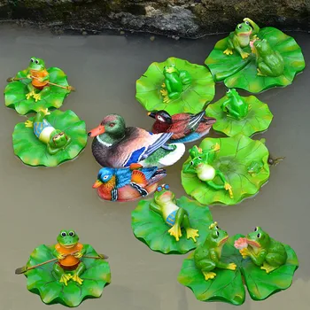 Ustvarjalne Smolo Plavajoče Žabe Kip Zunanji Vrt, Ribnik, Okrasni Srčkan Žaba Kiparstvo Za Domačo Mizo Vrt Dekor Ornament