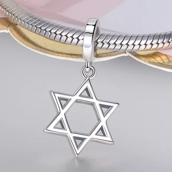 SG 925 sterling silver fashion star Šest judaica Judovske kroglice čarobne gumbe za ženske, ki se prilega originalni Evropi zapestnice nakit, izdelava