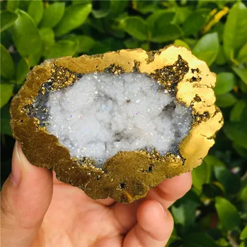 Naravni kristal Agate Geode Rezina Drusy Druse Quartz Electroplated Gruče Kristalno Točk
