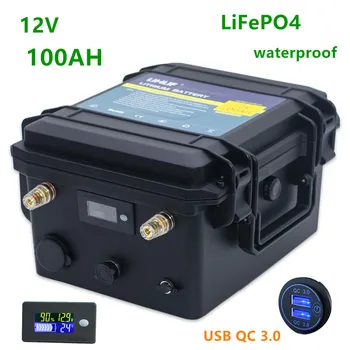 12v Lifepo4 baterije, 100ah lifepo4 12V 100AH nepremočljiva litij-ionska baterija za 12,8 v baterije za motorni čoln, inverter,itd