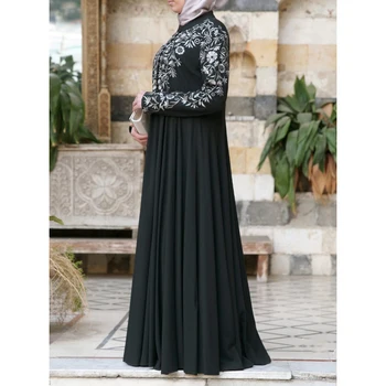 Moda Muslimanskih Abaya Dubaj Caftan Stand-Up Tiskanja Obleko Islamska Oblačila Turški Arabski Abayas Za Ženske Musulmane Ramadana Robe