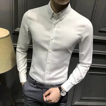 2020 Novo Rokavi Moški korejska Različica Trend Jeseni in Pozimi Moški Dolgo sleeved Majico Priložnostne Poslovnih Majica Slim Fit Majica Moški