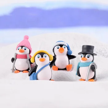 Pozimi Pingvin Miniaturne figurice Mini Božič Številke doma dekoracijo kawaii DIY Pravljice, Vrtni okraski Smolo obrti otroci igrače