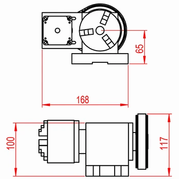 CNC Rotacijske Osi, chuck 80 mm dejavnosti konjička A Os 4. Os