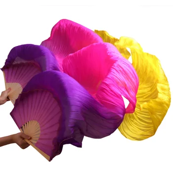 1 Par Ples Navijači Bambusa Rebra Naravne Svile Stopnji Uspešnosti Rekviziti Dye Ljubitelje Ženske Ples Trebuh Svile Navijači purple+rose+rumena