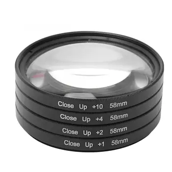 Objektiv Filter Optično Steklo, Makro Blizu +1 +2 +4 +10 Objektiv Filter Komplet 58mm za Canon/Nikon/Sony Kamere Objektiv Filter dodatna Oprema