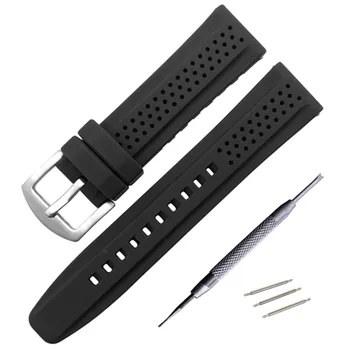 Luksuzni moških black watchband 22 mm silikonske gume watch pasu pasu Za OZNAKO trak CARRER za Heuer sponke Pogon Timer