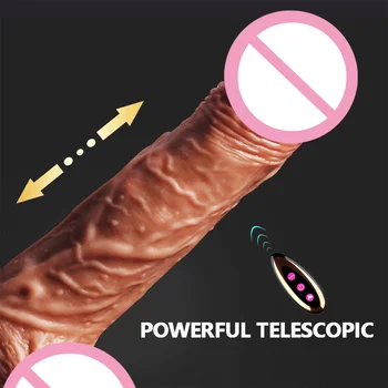 Super Močan Teleskopsko Vibracije Silikonski Vibrator Brezžično Električno Ogrevanje Analni Penis Z Vibriranjem Ogromen Penis G Spot Igrače Za Ženske