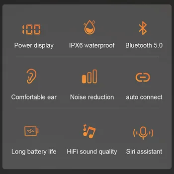 TWS Slušalke Bluetooth Slušalke Res Brezžične Stereo Čepkov V Uho Slušalke Podporo Siri Šport za Samsung Xiaomi Vivo Lotus