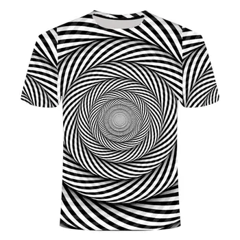 Nova 3D vrtoglavica hipnotik natisnjeni T-shirt za moške, ženske smešno kratka sleeved majica s kratkimi rokavi moški na vrhu, 3D art kratka sleeved
