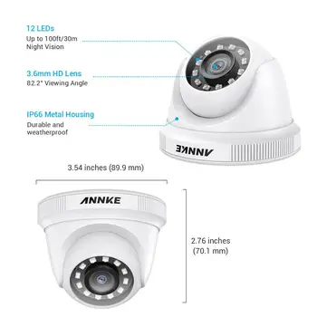 ANNKE 1080P HD TVI nadzorna Kamera 2X 4X 2MP Dome Prostem Vremensko Stanovanj 100ft Super Night Vision Smart IR CCTV Kamere