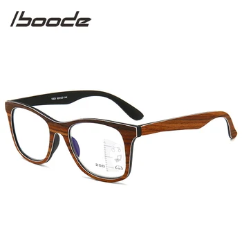 Iboode Imitacija Lesa Zrn Obravnavi Očala Progresivna Multifokalna Anti Blue Ray UV Zaščito Presbyopic Očala za Moške, Ženske