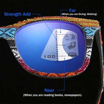 Iboode Imitacija Lesa Zrn Obravnavi Očala Progresivna Multifokalna Anti Blue Ray UV Zaščito Presbyopic Očala za Moške, Ženske