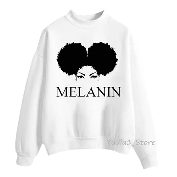 Sudadera mujer 2019 Melanin Poppin hoodies črni Afriški kawaii dekle natisne majica ženske oblačila harajuku prevelik pulover s kapuco