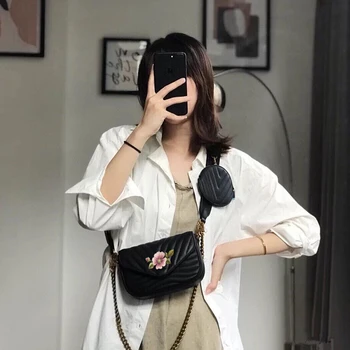 Francoski vvl Ženska 2021 Nov modni Joggling verige vrečko usnje navzkrižno telo eno-ramo torbici