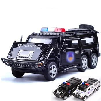 17 CM 1:32 Obsega Kovinske Zlitine Klasično Policijsko Hummer SUV terenska Auto Avto Model Potegnite nazaj Model Diecast Vozila, Igrače Za Otroke