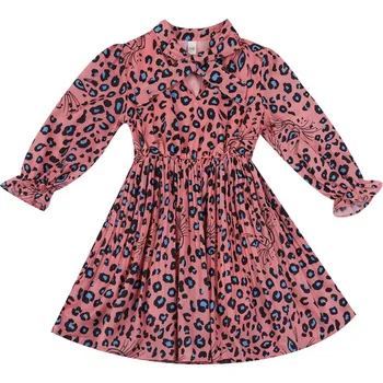 2020 poletje otrok girls moda obleke z Dolgimi rokavi leopard tiskanja cvetlični princesa obleko Temperament oblačila za 3-11Yrs otroci