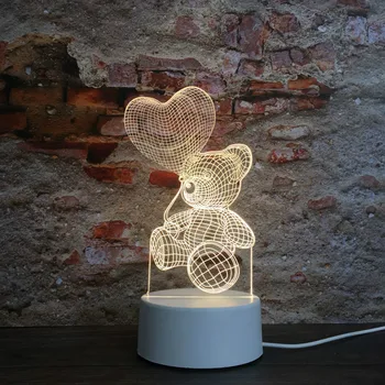 Sodobna Romantična 3D Noč Svetlobe LED v obliki Srca Balon Ustvarjalno Vzdušje Razsvetljavo Počitnice Darila USB Powered Spalnica Namizna Svetilka