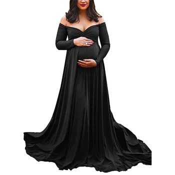 Porodniški Obleke Za Fotografijo Ustrelil Porodniškega Fotografija Rekviziti Dolg Rokav Maxi Obleke Za Nosečnice Nosečnosti Oblačila